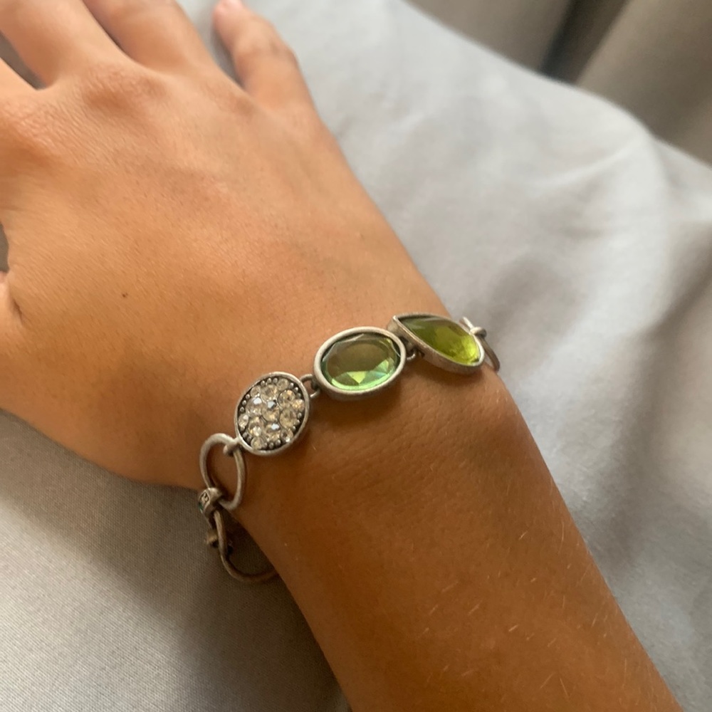 Lisa Sophia silver and green jeweled bracelet